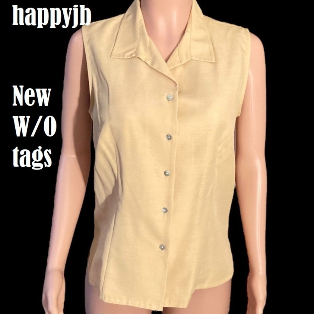 NWOT Laura Scott Vintage 90s Top Blouse Sleeveless Yellow Women's Size 14
